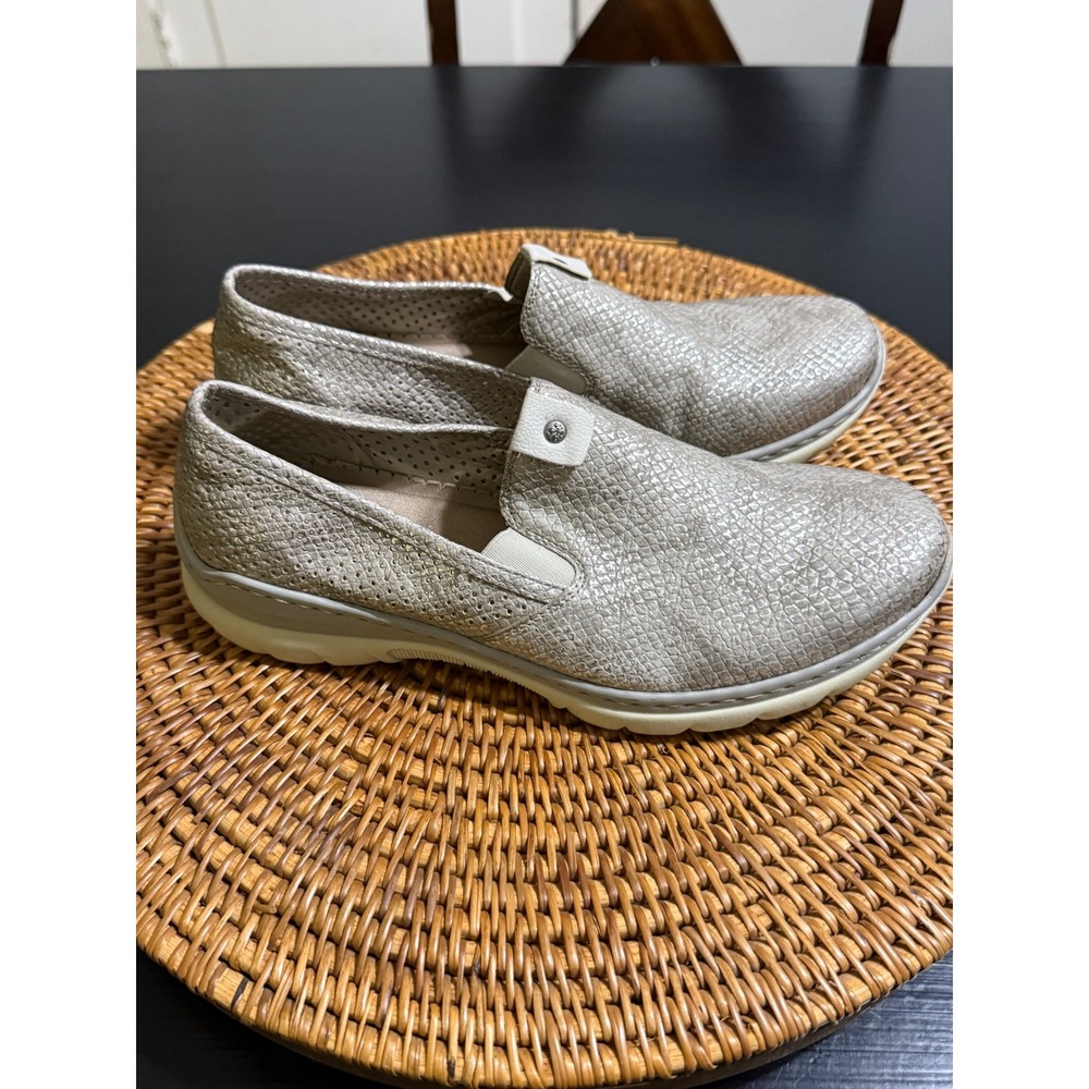 Rieker Antistress MemoSoft Metallic Snakeskin Slip On Sneakers Silver Gold 37